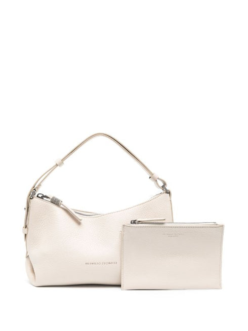 Bolso de mano de piel con logo estampado y asa superior